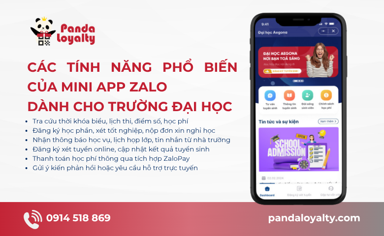 Các tính năng phổ biến của Miniapp Zalo dành cho trường đại học