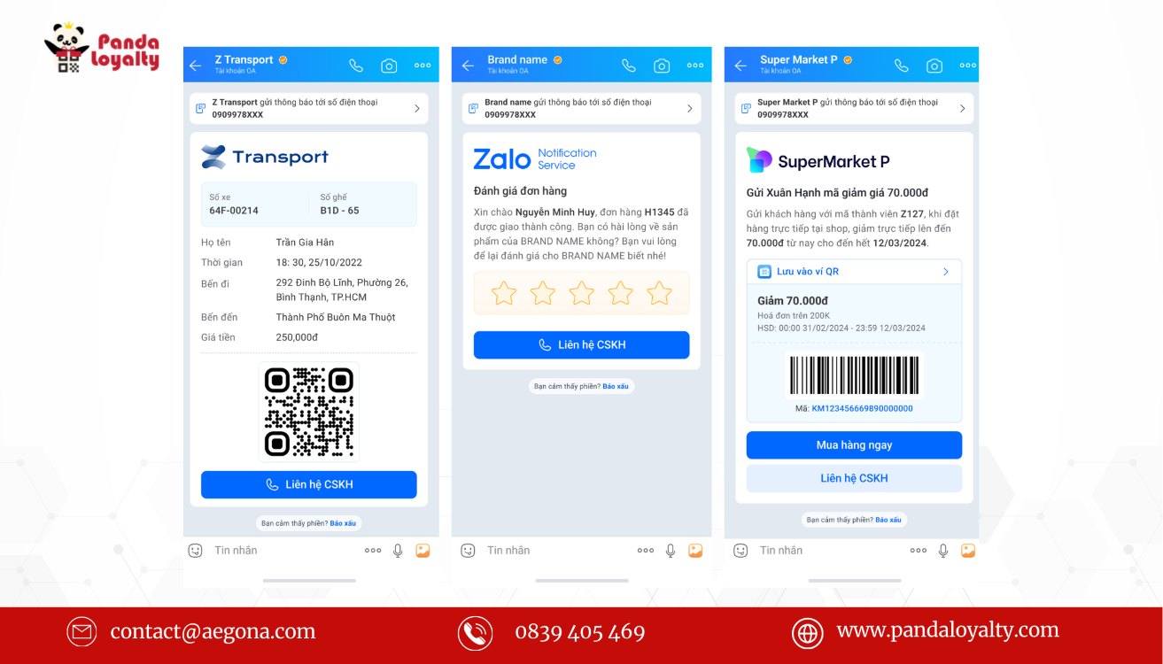 Các mẫu tin ZBS Template Message