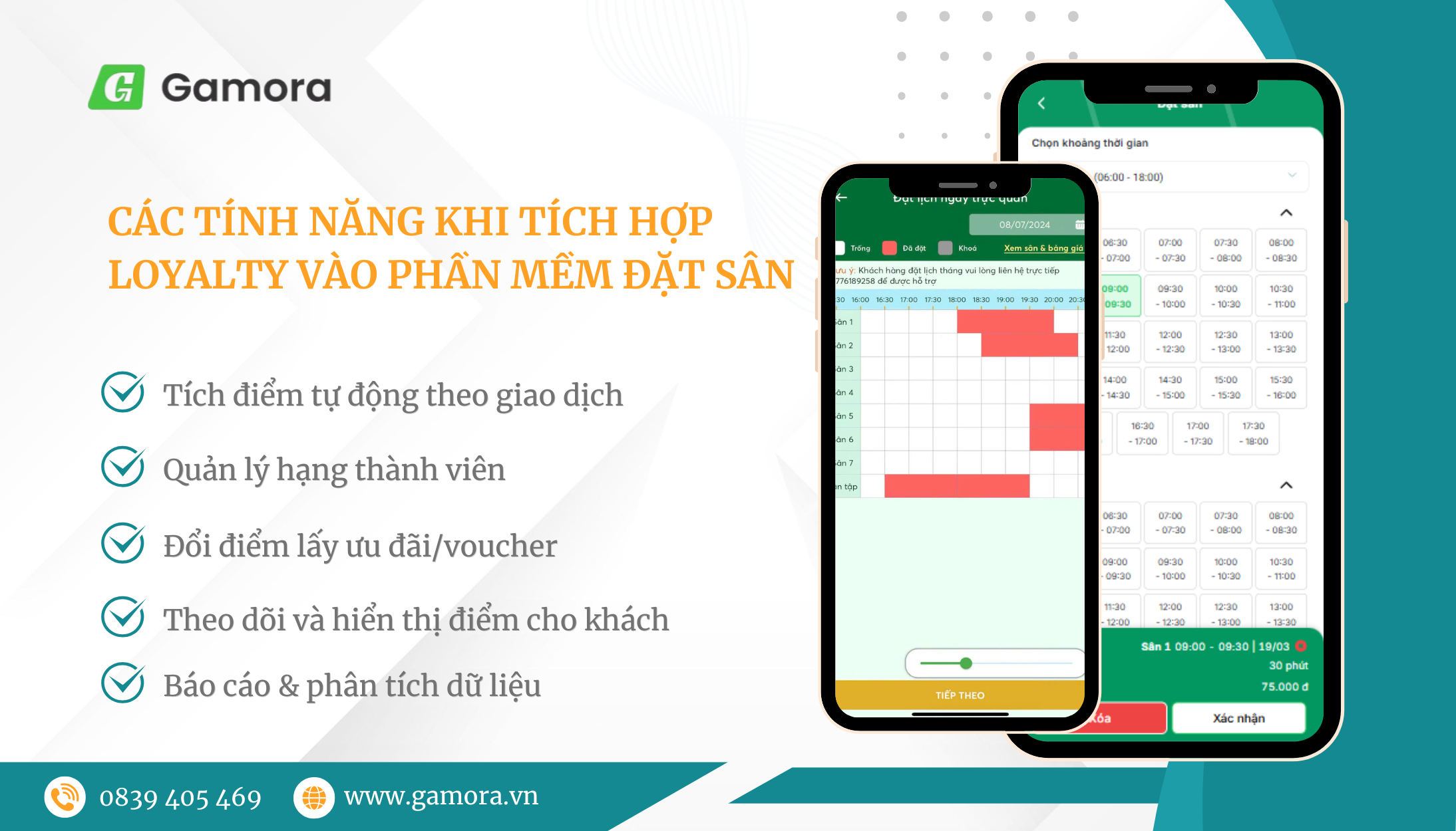 Các tính năng cốt lõi khi tích hợp Loyalty vào phần mềm đặt sân