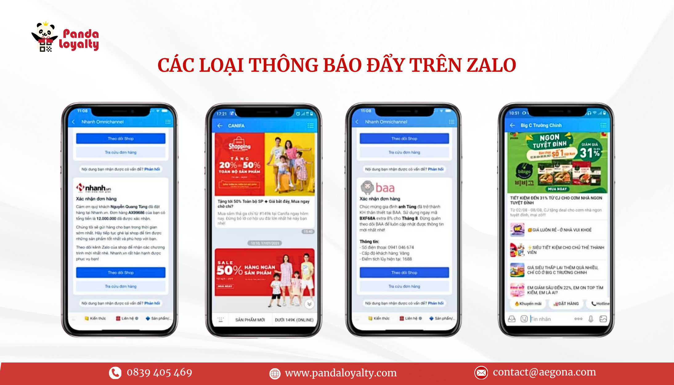 Các loại thông báo đẩy phổ biến trên Zalo
